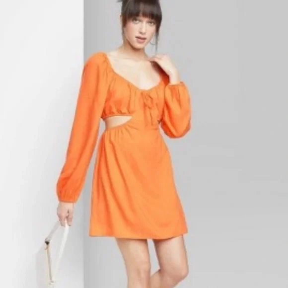target wild fable orange dress Orange cut out dress